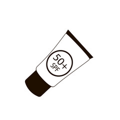 tube with sun protection cream black and white linear illustration