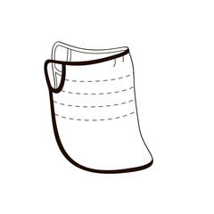 sun protection veil face mask black and white linear illustration