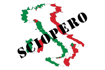 strike in italy, 3d graphic illustration with italy logo with text word 