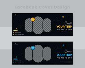 Modern and creative travel facebook cover design template.