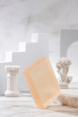 Creative studo shot of natural bar soap for healthy skin and hair