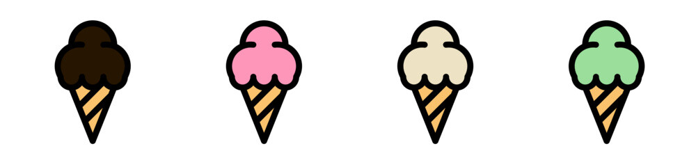 ice cream cone icon set