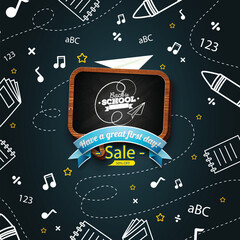 Free vector back to school with chalkboard sale