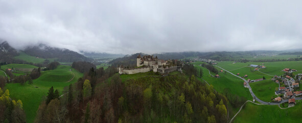 Famous Gruyere Castle in Switzerland also called Schloss Greyerz - travel photography