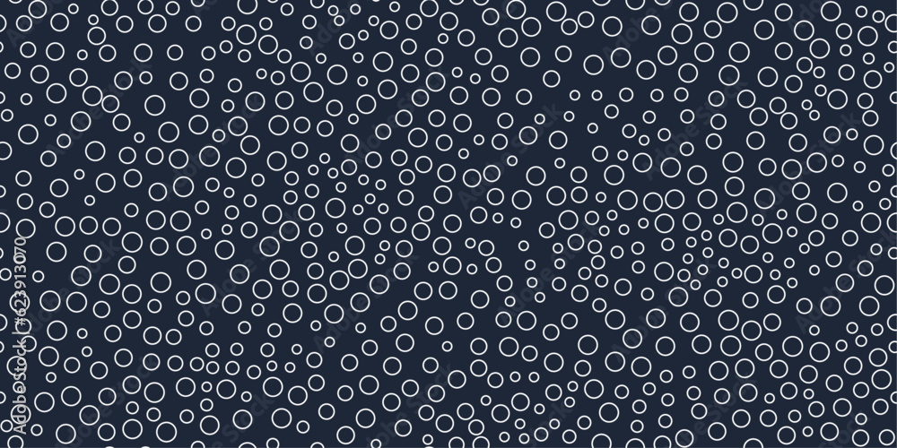 Poster rings on a black background. vector pattern of circles scattered over the surface. for prints and se