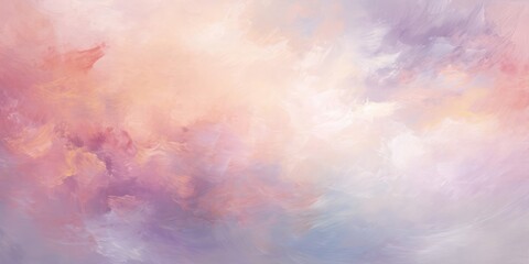 Delicate brushstrokes in pastel shades blend softly, forming a dreamy and ethereal texture background. Generative AI