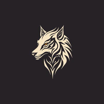simple wolf ancient tribal tattoo logo vector illustration template design