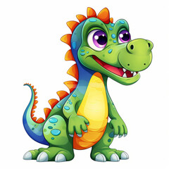 Fantasy Friends: Fun Dino, Happy Dragon & Tyrannosaur | Comical Gecko, Crocodile in Green Fantasy - obrazy, fototapety, plakaty