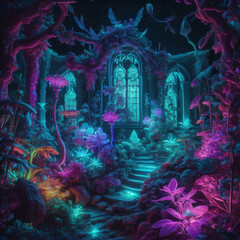 Translucent fantasy garden ai generated 