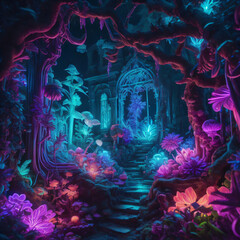 translucent fantasy courtyard ai generated 