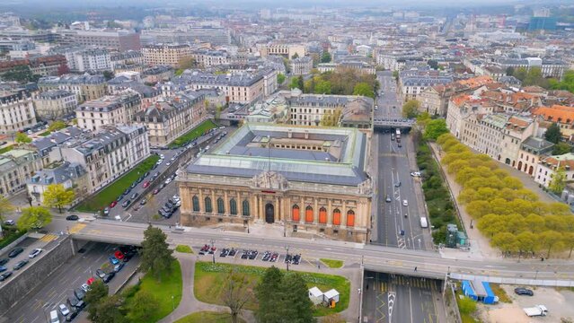 Museum of Art and History in Geneva Switzerland - aerial view by drone