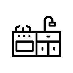 kitchen line icon illustration vector graphic. Simple element illustration vector graphic, suitable for app, websites, and presentations isolated on white background