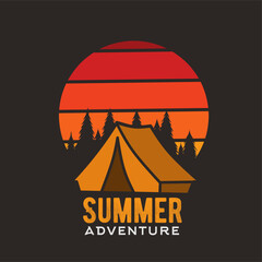 vector of summer camping adventure in nature perfect for print, etc