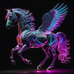 neon pegasus ai generated 
