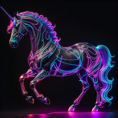 neon unicorn ai generated 