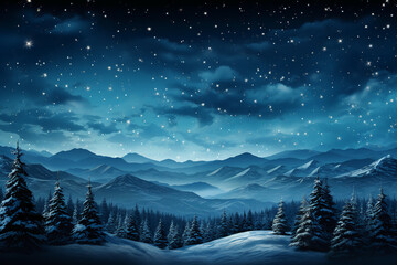 Fototapeta na wymiar Sky with stars blue background for the christmas holiday illustration. AI generative