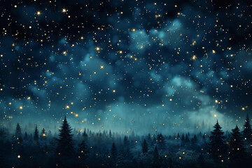 Naklejka premium Sky with stars blue background for the christmas holiday illustration. AI generative