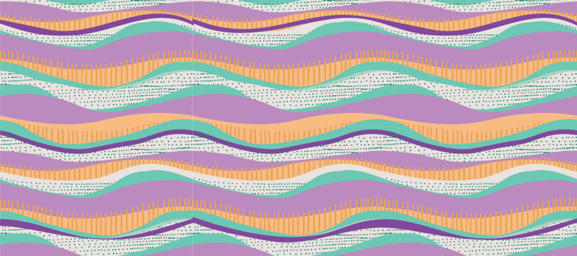 Fototapeta stripped wave pattern design of handmade lines, made with watercolors and brush
