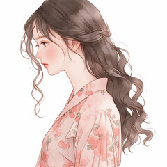 一点を見つめるロングヘアの美人｜A beautiful woman with long hair, gazing at one point generative AI