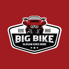 Red Big Bike Cruiser Motorbike Emblem Logo Vector Illustration Isolated Template Set