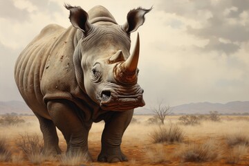 Fototapeta premium ai generated rhinoceros illustration