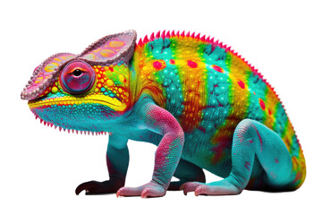 a chameleon changing colors to a spectrum, abstract shape isolated on a transparent background, generative ai - obrazy, fototapety, plakaty