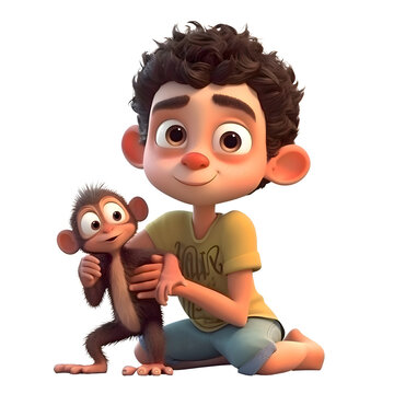 3D Render of a Little Monkey with a monkey on his back