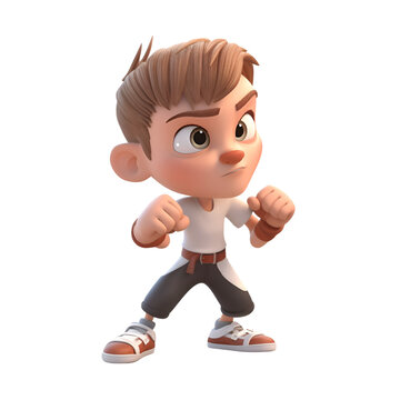 3D Render of a cartoon character with t-shirt and shorts