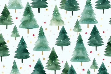 watercolor painted christmas tree seamless repeating | Generative AI