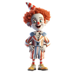 Clown with a book on a white background. 3d rendering