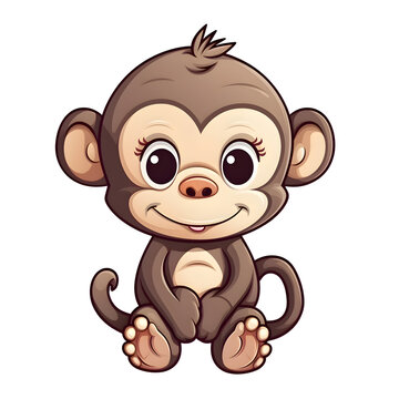Cute monkey cartoon on a white background. Vector illustration of a monkey.