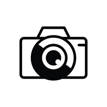 Photo camera with closed lens line icon vector. Vector illustration outline pictogram for infographic interface or design graphic. 