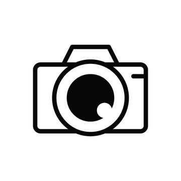 Photo camera with opened lens line icon vector. Vector illustration outline pictogram for infographic interface or design graphic. 