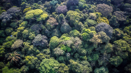 Naklejka na ściany i meble Tropical rainforest, Stunning aerial view of Rainforest. green background