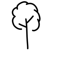 Isolated Black And White Color Trees In Lineart Style Set Forest Park And Garden Trees Flat Signs Collection 