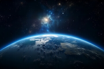 Fototapeta na wymiar Luminescent Globe: Earth's Enchanting Nighttime Splendor in the Vastness of Space