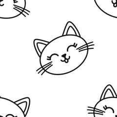 Cute cartoon cats seamless pattern