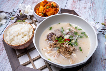Delicious Korean food Sundae and Rice Soup