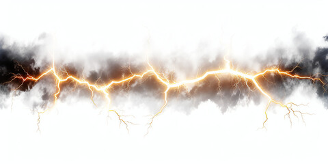 Lightning bolt in thundercloud transparent texture isolated - Generative AI