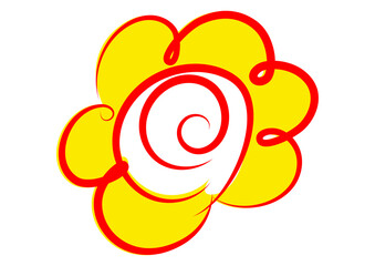 はなまるマーク 赤と黄色の手描き風花丸マークのイラスト アイコン素材