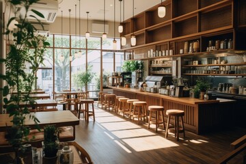 Cute Japanese café with wood floors giving a homey nostalgic feeling
