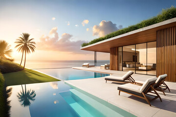 Fototapeta premium pool at sunset