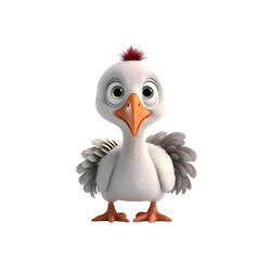 Cartoon character of a duck isolated on white background with clipping path
