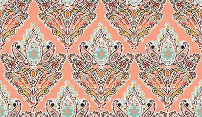 Colorful asian style floral pattern. 
paisley pattern in traditional indian style, design for decoration and textiles