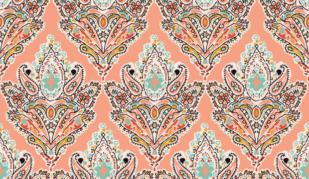 Colorful asian style floral pattern. 
paisley pattern in traditional indian style, design for decoration and textiles