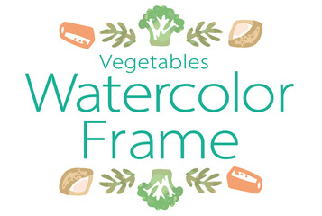 野菜のイラストを使った仕切り・飾りのデザイン。水彩風、ベクター素材。