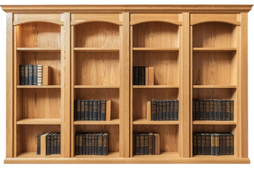 Library bookshelf. isolated object, transparent background