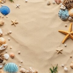 Fototapeta na wymiar shell, starfish at beach summer