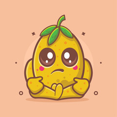 kawaii lemon character mascot with sad gesture isolated cartoon in flat style design