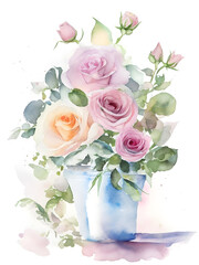 Obraz na płótnie Canvas watercolor flower on white background.